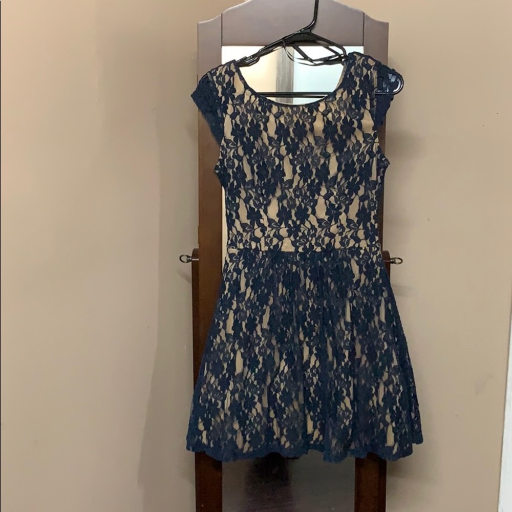 Lace Navy Cream Dress Small